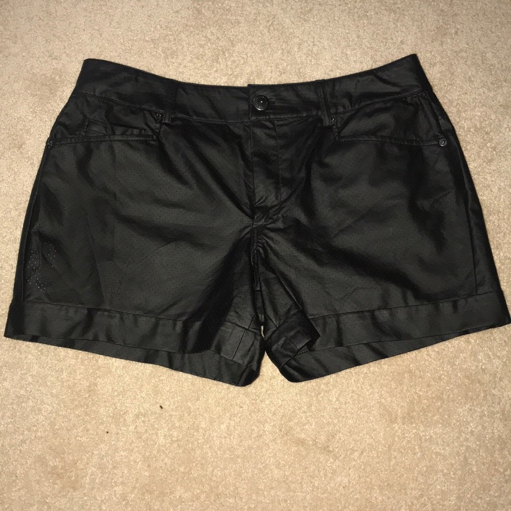 BCBG faux leather shorts